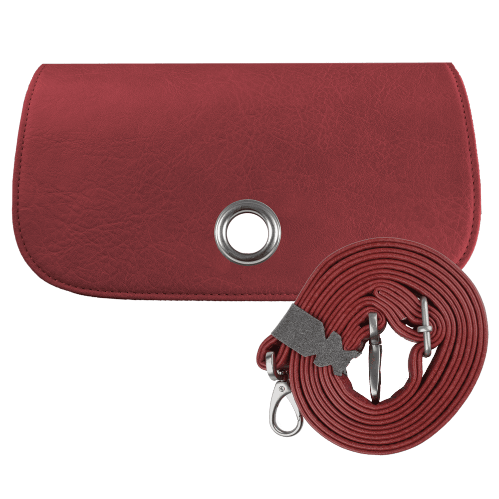 Cover and shoulder strap ruby red